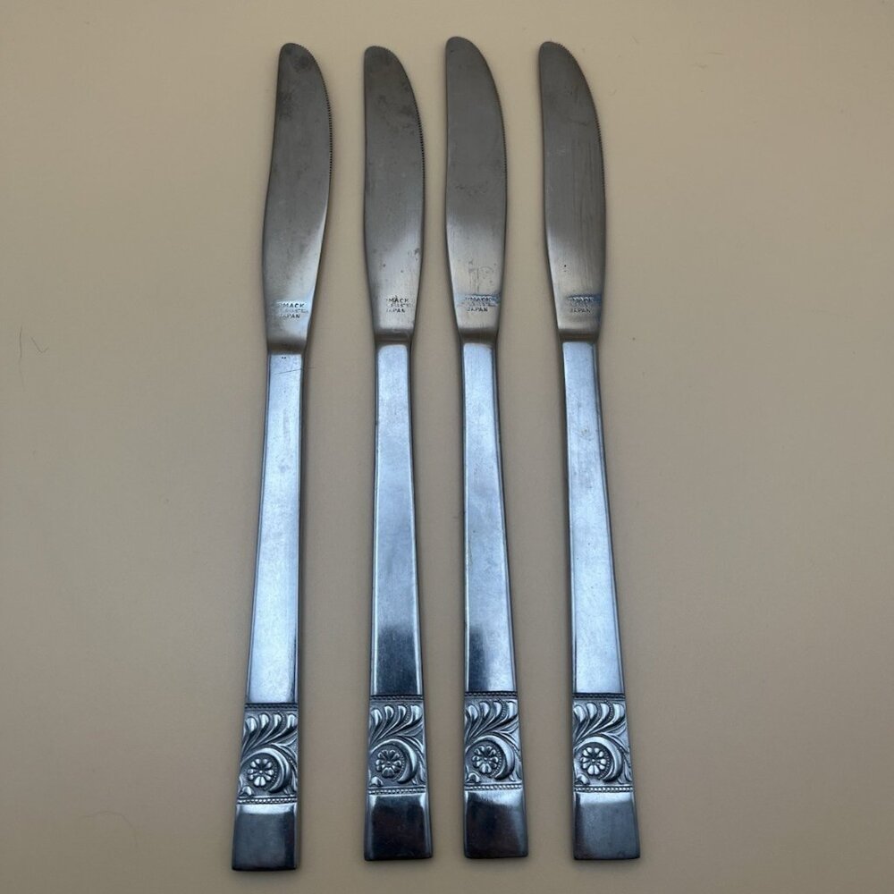 Armack Japan Stainless Steel Flatware Replacement 4 Piece Set Knives Floral